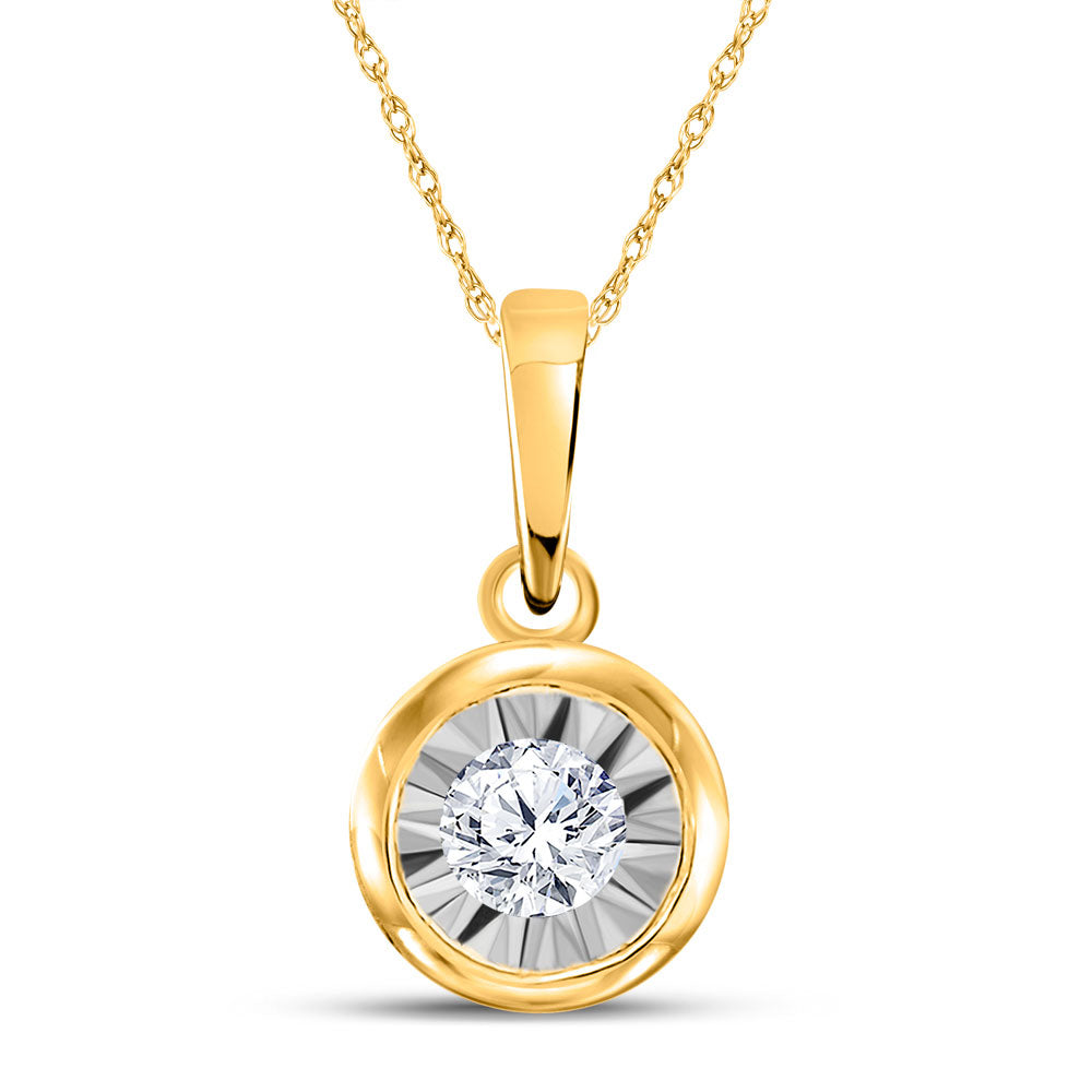Diamond Solitaire Pendant | 10kt Yellow Gold Womens Round Diamond Solitaire Pendant 1/8 Cttw | Splendid Jewellery GND