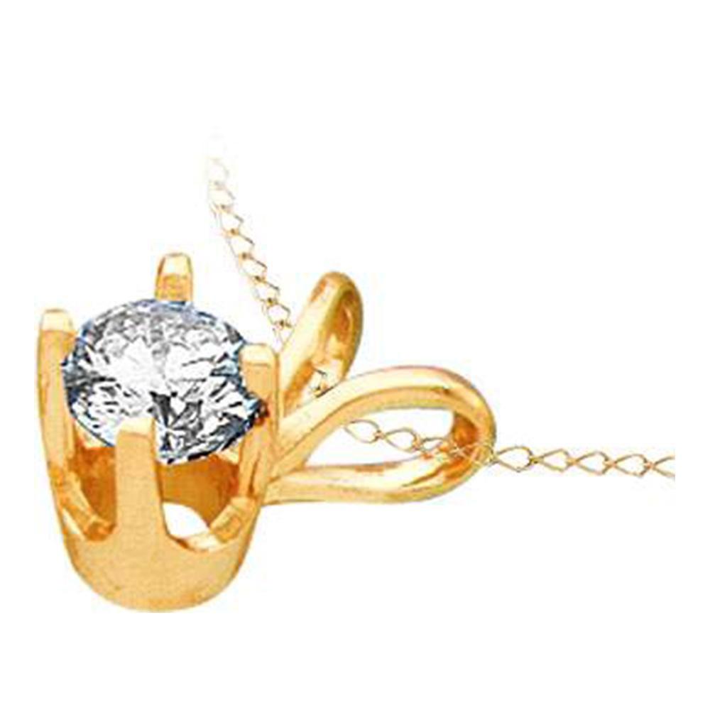 Diamond Solitaire Pendant | 14kt Yellow Gold Womens Round Diamond Solitaire Pendant 1/4 Cttw | Splendid Jewellery GND
