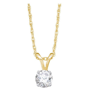 Diamond Solitaire Pendant | 14kt Yellow Gold Womens Round Diamond Solitaire Pendant 1/5 Cttw | Splendid Jewellery GND