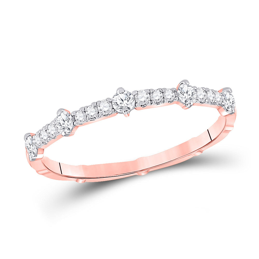 Diamond Stackable Band | 10kt Rose Gold Womens Round Diamond 5-Stone Stackable Band Ring 1/4 Cttw | Splendid Jewellery GND