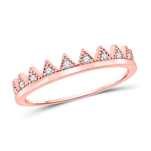 Diamond Stackable Band | 10kt Rose Gold Womens Round Diamond Chevron Stackable Band Ring 1/10 Cttw | Splendid Jewellery GND