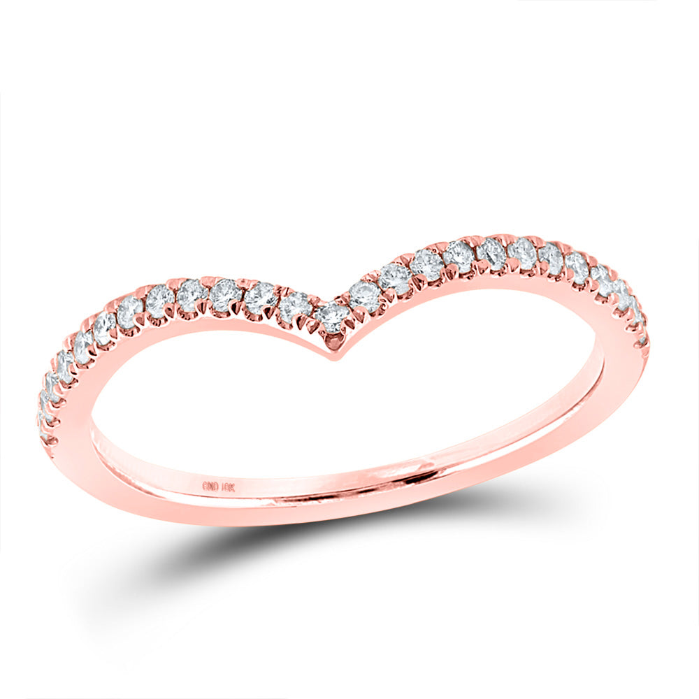 Diamond Stackable Band | 10kt Rose Gold Womens Round Diamond Chevron Stackable Band Ring 1/5 Cttw | Splendid Jewellery GND