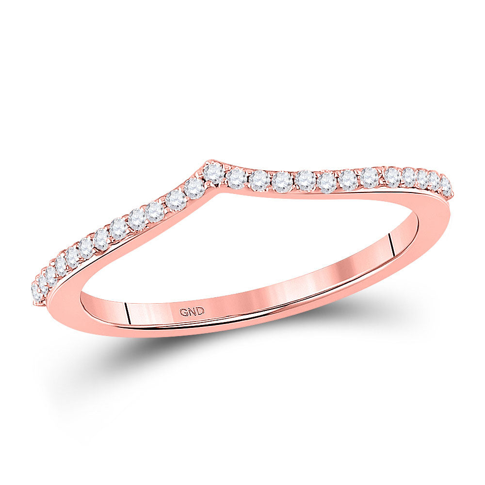 Diamond Stackable Band | 10kt Rose Gold Womens Round Diamond Chevron Stackable Band Ring 1/6 Cttw | Splendid Jewellery GND
