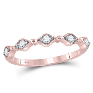 Diamond Stackable Band | 10kt Rose Gold Womens Round Diamond Contour Stackable Band Ring 1/8 Cttw | Splendid Jewellery GND