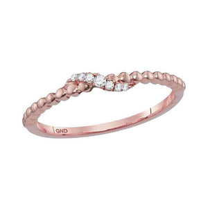 Diamond Stackable Band | 10kt Rose Gold Womens Round Diamond Crossover Stackable Band Ring 1/20 Cttw | Splendid Jewellery GND