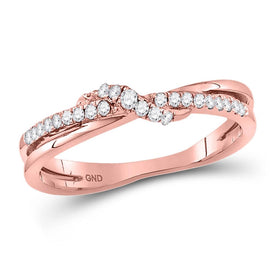 Rose Gold Diamond Crossover Stackable Band Ring Top View from Splendid Jewellery