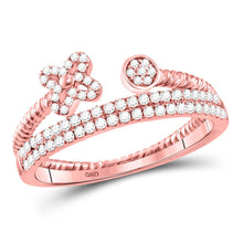 Load image into Gallery viewer, Rose Gold Diamond Blossom Stackable Band Ring Top View from Splendid Jewellery