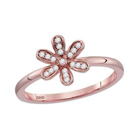 Rose Gold Floral Diamond Stackable Band: A Delicate Blossom of Elegance Top View from Splendid Jewellery