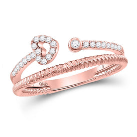 Romantic Rose Gold Diamond Heart Stackable Band Ring Top View from Splendid Jewellery