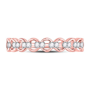 Diamond Stackable Band | 10kt Rose Gold Womens Round Diamond Link Stackable Band Ring 1/8 Cttw | Splendid Jewellery GND