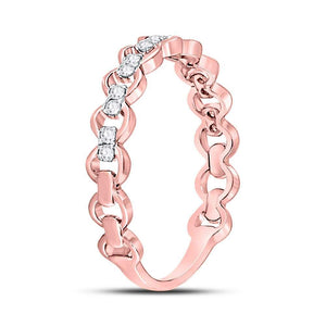 Diamond Stackable Band | 10kt Rose Gold Womens Round Diamond Link Stackable Band Ring 1/8 Cttw | Splendid Jewellery GND