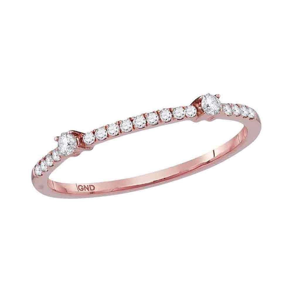 Diamond Stackable Band | 10kt Rose Gold Womens Round Diamond Single Row Stackable Band Ring 1/6 Cttw | Splendid Jewellery GND