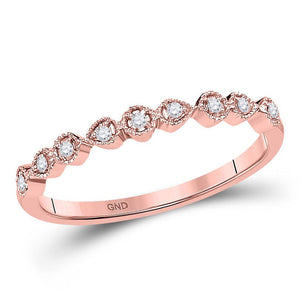 Diamond Stackable Band | 10kt Rose Gold Womens Round Diamond Stackable Band Ring 1/20 Cttw | Splendid Jewellery GND