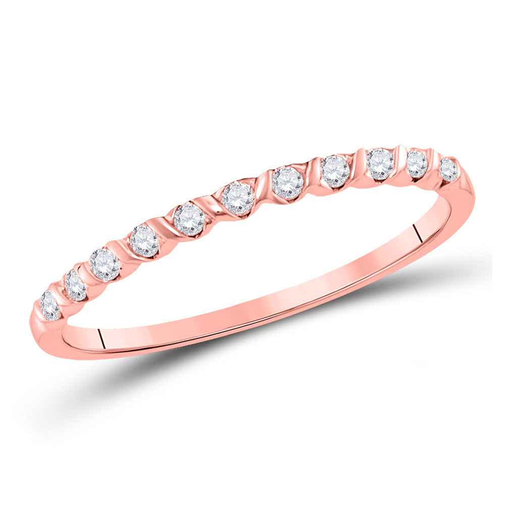 Diamond Stackable Band | 10kt Rose Gold Womens Round Diamond Stackable Band Ring 1/6 Cttw | Splendid Jewellery GND