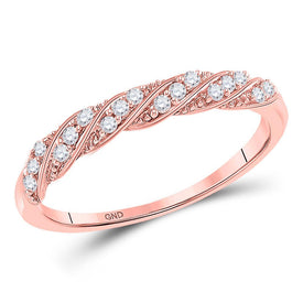 Radiant Rose Gold Diamond Stackable Band Ring: 1/8 Cttw of Splendid Elegance Top View from Splendid Jewellery