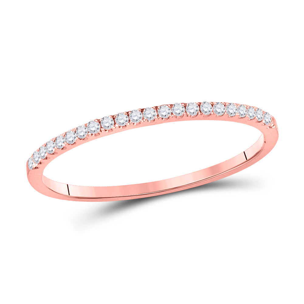 Diamond Stackable Band | 10kt Rose Gold Womens Round Diamond Timeless Stackable Band Ring 1/8 Cttw | Splendid Jewellery GND