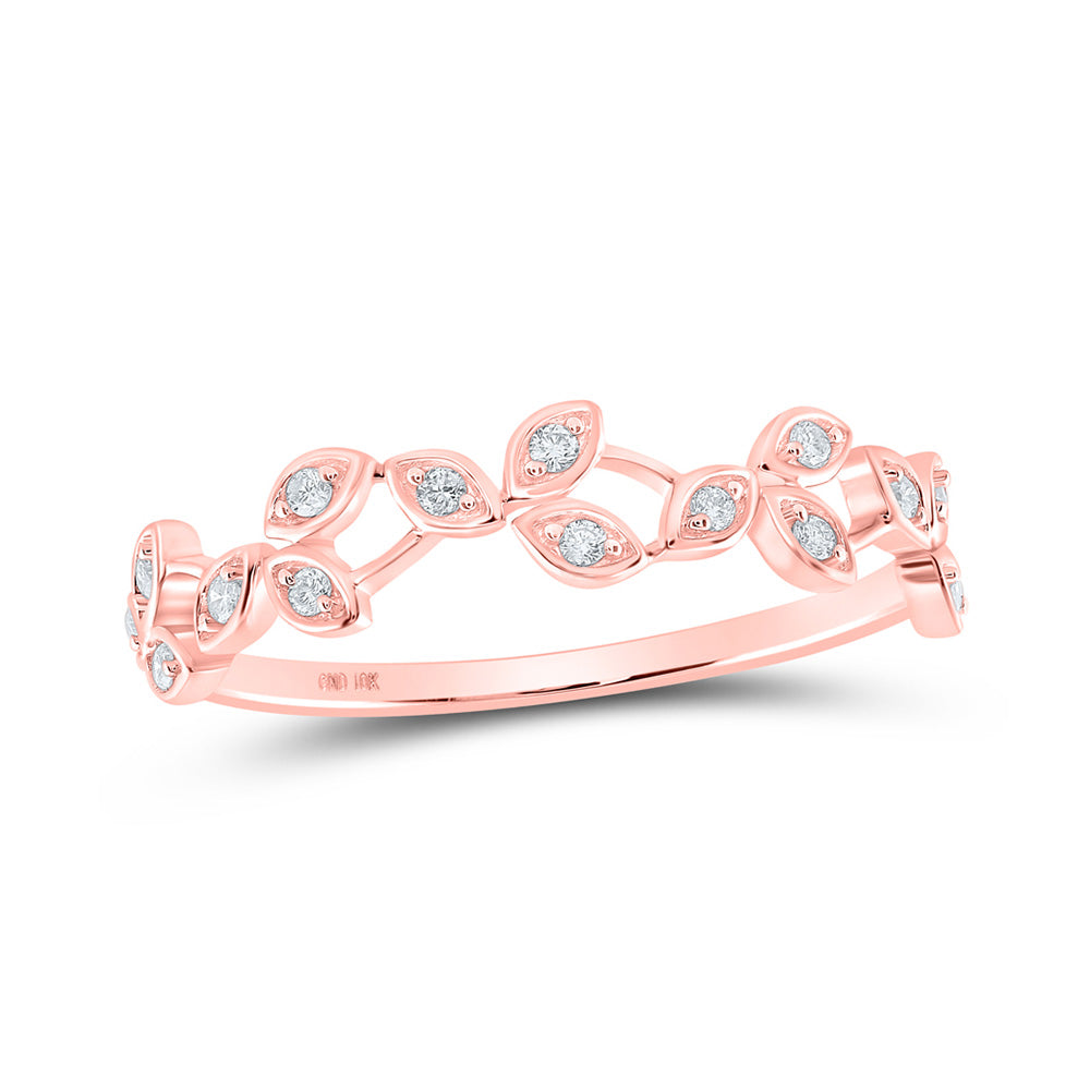 Diamond Stackable Band | 10kt Rose Gold Womens Round Diamond Vine Stackable Band Ring 1/10 Cttw | Splendid Jewellery GND