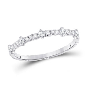 Diamond Stackable Band | 10kt White Gold Womens Round Diamond 5-Stone Stackable Band Ring 1/4 Cttw | Splendid Jewellery GND