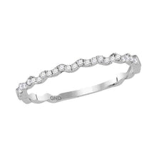 Load image into Gallery viewer, 10kt White Gold Diamond Studded Asymmetrical Stackable Band Ring Top View from Splendid Jewellery