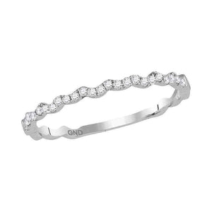 Diamond Stackable Band | 10kt White Gold Womens Round Diamond Asymmetrical Stackable Band Ring 1/8 Cttw | Splendid Jewellery GND