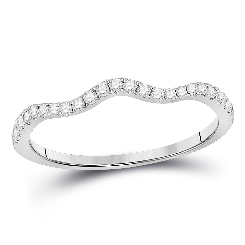 Diamond Stackable Band | 10kt White Gold Womens Round Diamond Contoured Stackable Band Ring 1/5 Cttw | Splendid Jewellery GND