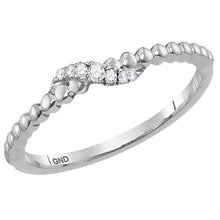 Load image into Gallery viewer, Splendid Jewellery 10kt White Gold Diamond Crossover Stackable Band Ring Top View from Splendid Jewellery