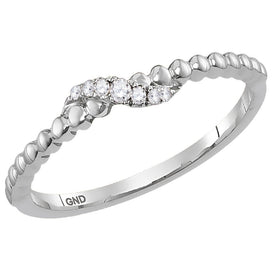 Splendid Jewellery 10kt White Gold Diamond Crossover Stackable Band Ring Top View from Splendid Jewellery