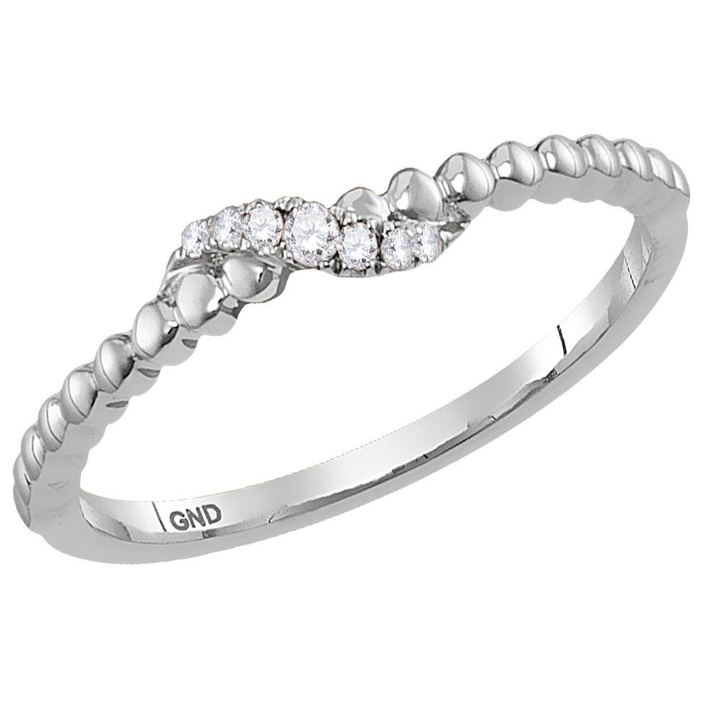 Diamond Stackable Band | 10kt White Gold Womens Round Diamond Crossover Stackable Band Ring 1/20 Cttw | Splendid Jewellery GND