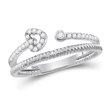 Load image into Gallery viewer, Heart Sparkle Diamond Stackable Band | 10kt White Gold Womens Round Diamond Heart Stackable Band Ring 1/6 Cttw Top View from Splendid Jewellery
