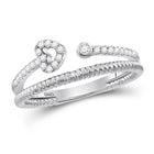 Heart Sparkle Diamond Stackable Band | 10kt White Gold Womens Round Diamond Heart Stackable Band Ring 1/6 Cttw Top View from Splendid Jewellery