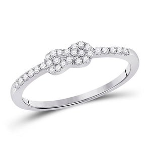 Diamond Stackable Band | 10kt White Gold Womens Round Diamond Knot Stackable Band Ring 1/5 Cttw | Splendid Jewellery GND