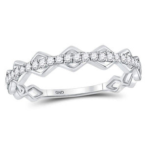 Diamond Stackable Band | 10kt White Gold Womens Round Diamond Link Stackable Band Ring 1/5 Cttw | Splendid Jewellery GND