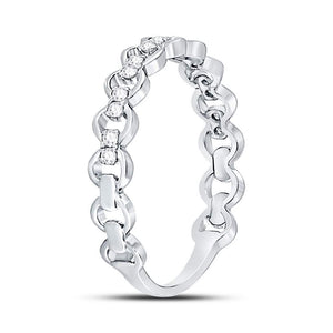 Diamond Stackable Band | 10kt White Gold Womens Round Diamond Link Stackable Band Ring 1/8 Cttw | Splendid Jewellery GND