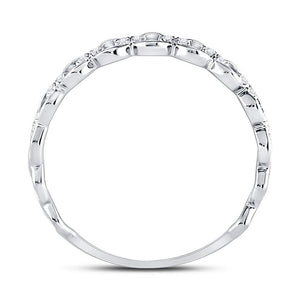 Diamond Stackable Band | 10kt White Gold Womens Round Diamond Link Stackable Band Ring 1/8 Cttw | Splendid Jewellery GND