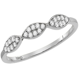 Diamond Stackable Band | 10kt White Gold Womens Round Diamond Oval Cluster Stackable Band Ring 1/8 Cttw | Splendid Jewellery GND