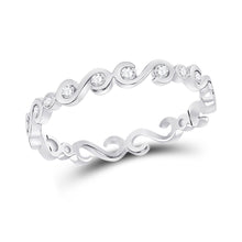 Load image into Gallery viewer, Splendid Jewellery 10kt White Gold Womens Round Diamond S-Shape Stackable Band Ring Top view from the 10Kt White Gold Womens Round Diamond S Shape Stackable Band Ring 1 8 Cttwpin285677 collection by Splendid Jewellery