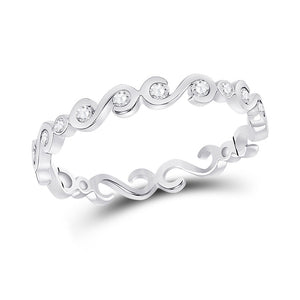 Diamond Stackable Band | 10kt White Gold Womens Round Diamond S-Shape Stackable Band Ring 1/8 Cttw | Splendid Jewellery GND