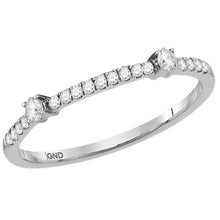 Load image into Gallery viewer, Dazzling Diamond Delight | 10kt White Gold Womens Round Diamond Single Row Stackable Band Ring 1/6 Cttw Top View from Splendid Jewellery