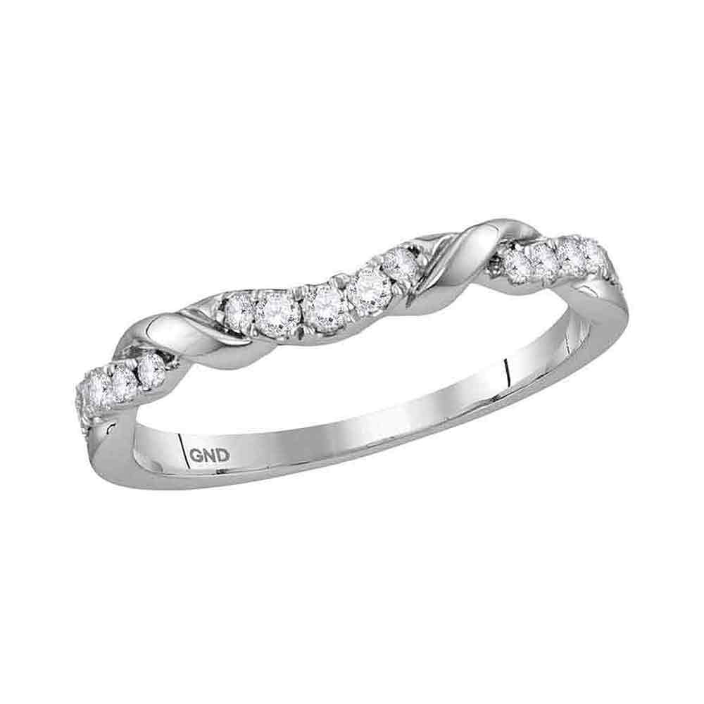 Diamond Stackable Band | 10kt White Gold Womens Round Diamond Stackable Band Ring 1/5 Cttw | Splendid Jewellery GND