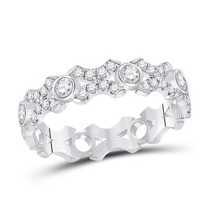 Diamond Stackable Band | 10kt White Gold Womens Round Diamond XOXO Stackable Band Ring 1/2 Cttw | Splendid Jewellery GND