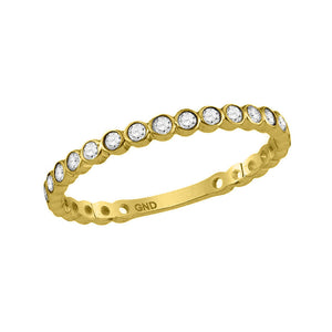Diamond Stackable Band | 10kt Yellow Gold Womens Round Diamond Bezel Set Stackable Band Ring 1/5 Cttw | Splendid Jewellery GND
