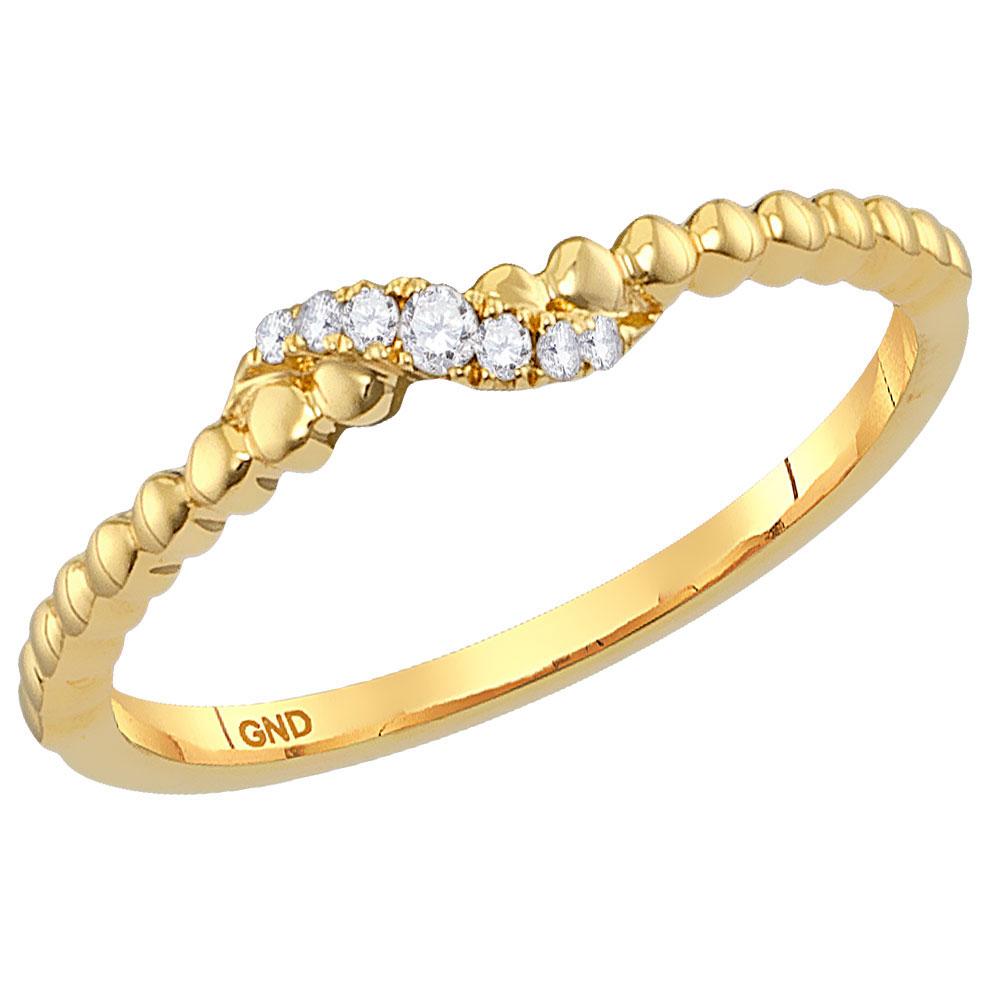 Diamond Stackable Band | 10kt Yellow Gold Womens Round Diamond Crossover Stackable Band Ring 1/20 Cttw | Splendid Jewellery GND