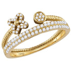 10kt Yellow Gold Floral Diamond Stackable Band Ring 1/5 Cttw | Splendid Jewellery Top View from Splendid Jewellery