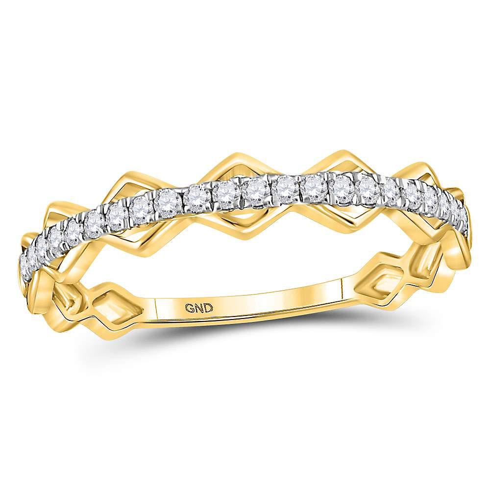 Diamond Stackable Band | 10kt Yellow Gold Womens Round Diamond Link Stackable Band Ring 1/5 Cttw | Splendid Jewellery GND
