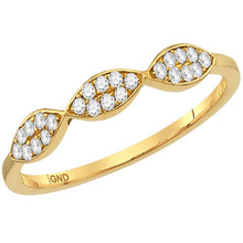 Load image into Gallery viewer, Dazzling Diamond Cluster Stackable Band | 10kt Yellow Gold Womens Round Diamond Oval Cluster Stackable Band Ring 1/8 Cttw Top View from Splendid Jewellery