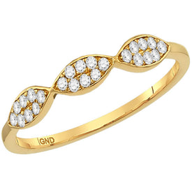 Dazzling Diamond Cluster Stackable Band | 10kt Yellow Gold Womens Round Diamond Oval Cluster Stackable Band Ring 1/8 Cttw Top View from Splendid Jewellery