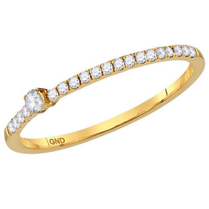 Diamond Stackable Band | 10kt Yellow Gold Womens Round Diamond Solitaire Stackable Band Ring 1/6 Cttw | Splendid Jewellery GND