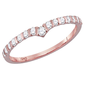 Diamond Stackable Band | 14kt Rose Gold Womens Round Diamond Chevron Stackable Band Ring 1/4 Cttw | Splendid Jewellery GND