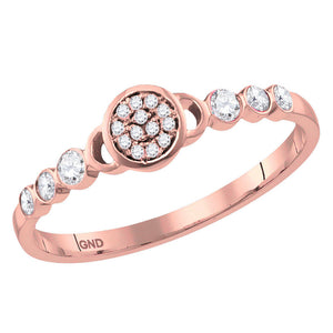 Diamond Stackable Band | 14kt Rose Gold Womens Round Diamond Cluster Stackable Band Ring 1/6 Cttw | Splendid Jewellery GND