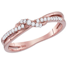 Load image into Gallery viewer, Rose Gold Diamond Crossover Stackable Band Ring Top View from Splendid Jewellery